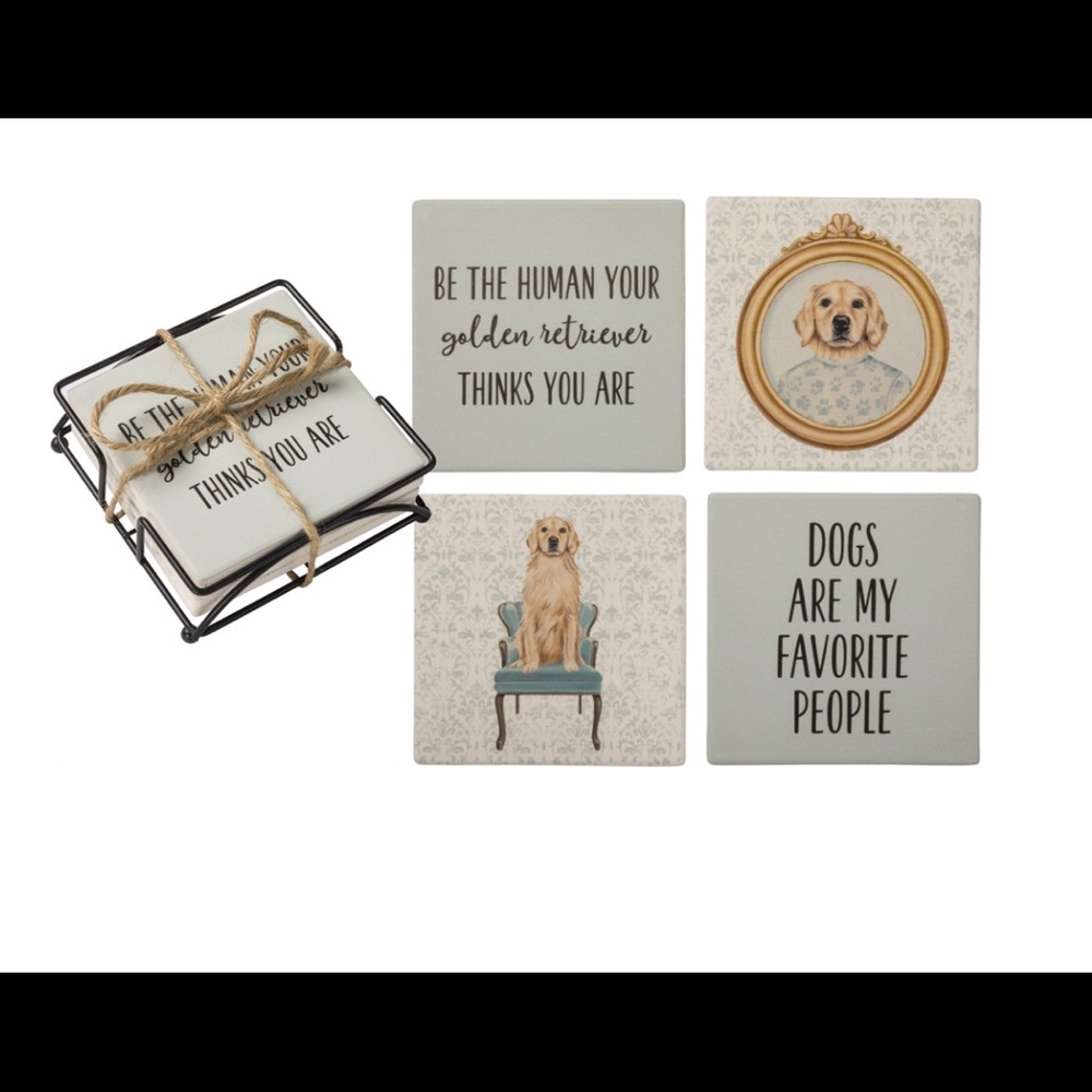 GOLDEN RETRIEVER COASTERS! BRAND NEW WRAPPED!